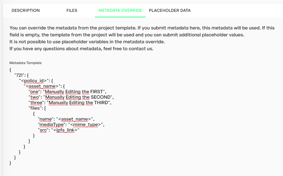 Manual metadata override