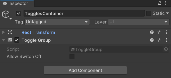 ToggleContainer GameObject