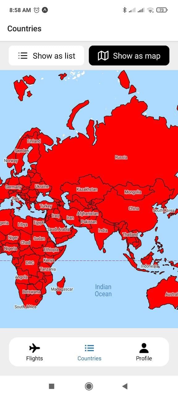 Filled map with red color