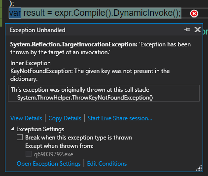 Compilation and invocation exception