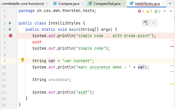 IntelliJ default syntax colors