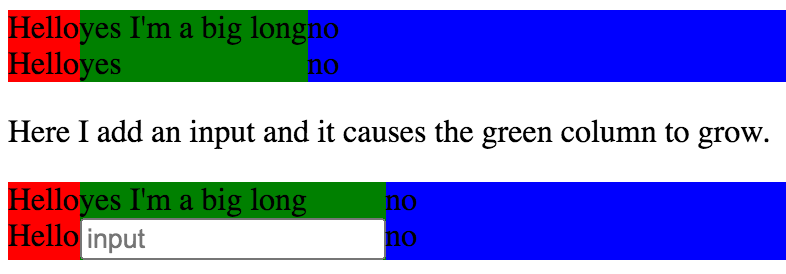 grid layout without and with form input