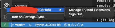 GitHub Sign Out - menu option