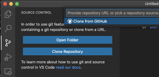 Clone repo dialogs