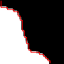 The first curve appears a third time, again with a red curve added. This time, the red curve begins in the top left corner, extending vertically downward in a straight line until it reaches the previous curve, then mimicking the previous curve as it meanders toward the bottom right.