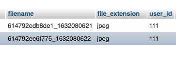 image file names in MySQL database