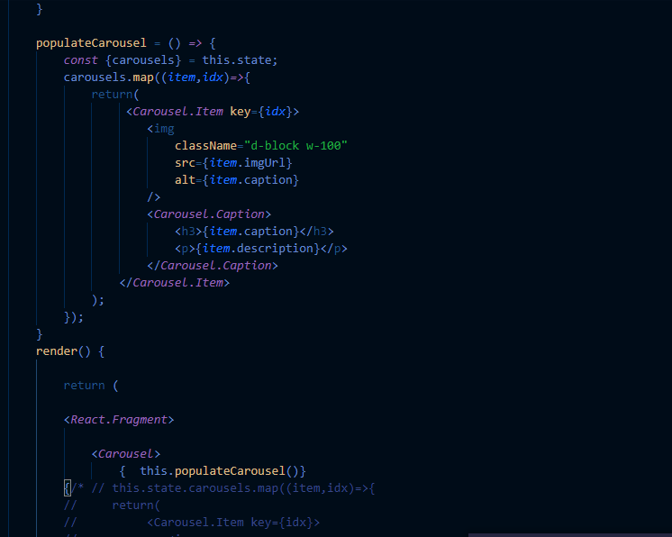 populate carousel logic in a function