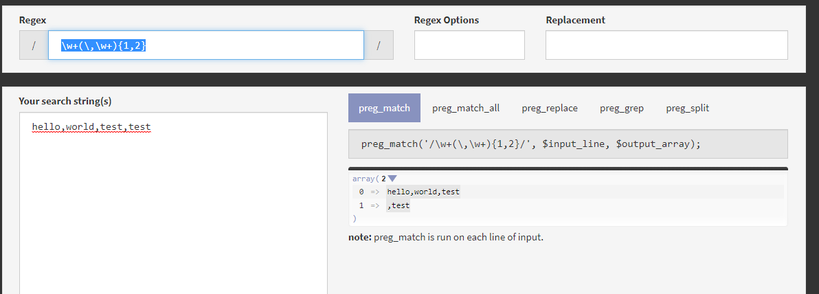 PHPLiveRegex Example