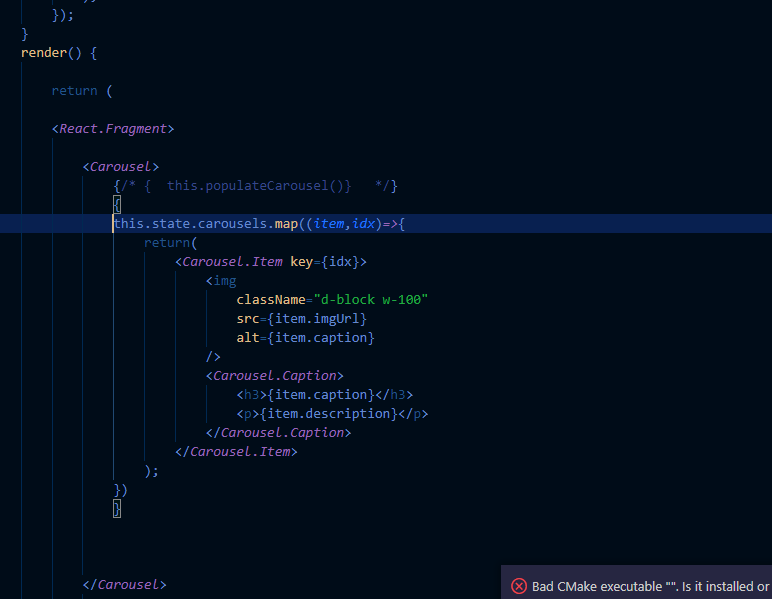 populate carousel logic inside of jsx