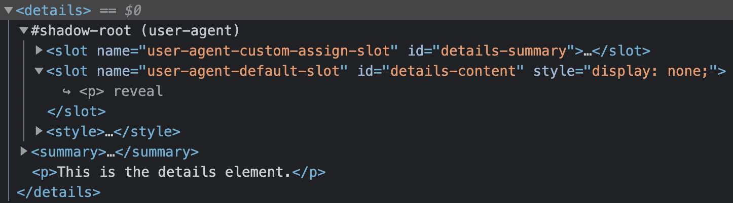 details element user agent shadow DOM