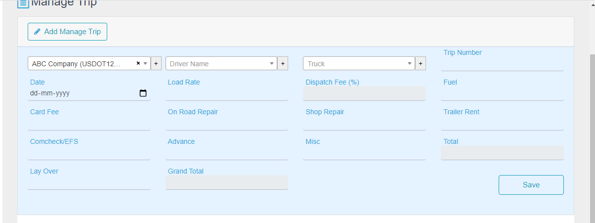 Screenshot to display fields