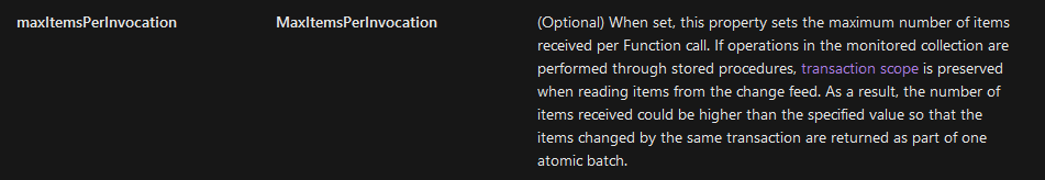 Screenshot of MaxItemsPerInvocation configuration setting