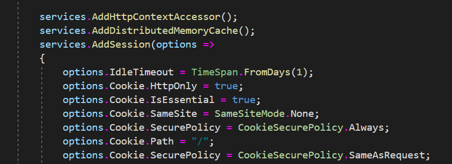 session cookie parameters