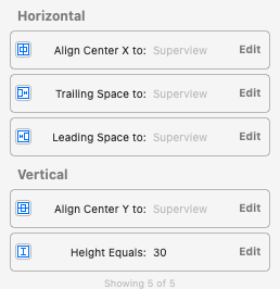 The constraints to set on the view to reproduce issue