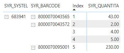 matrix with Index column