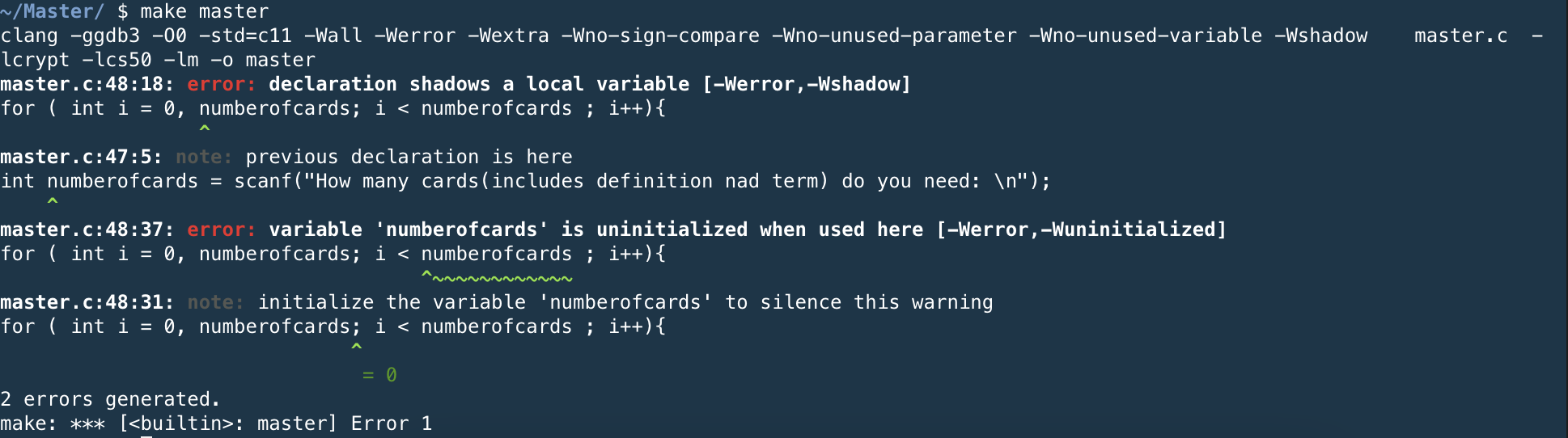 screenshot compiler warning