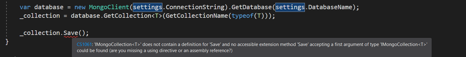 error when trying to call Save()