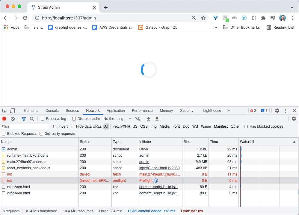 My Strapi admin panel