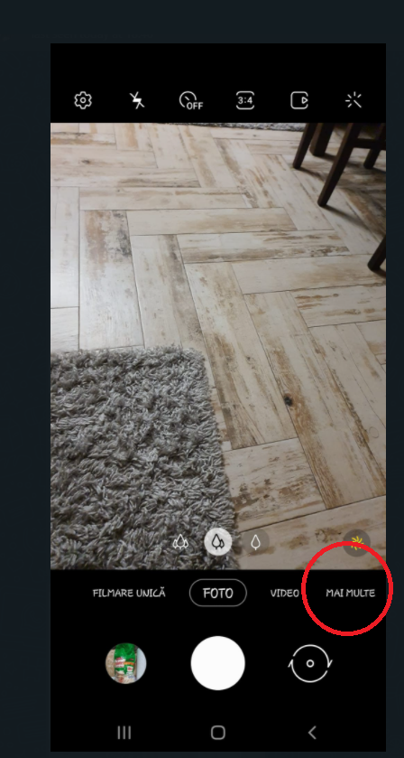 This is how camera looks when I opened it from Android (notice "mai multe" button)