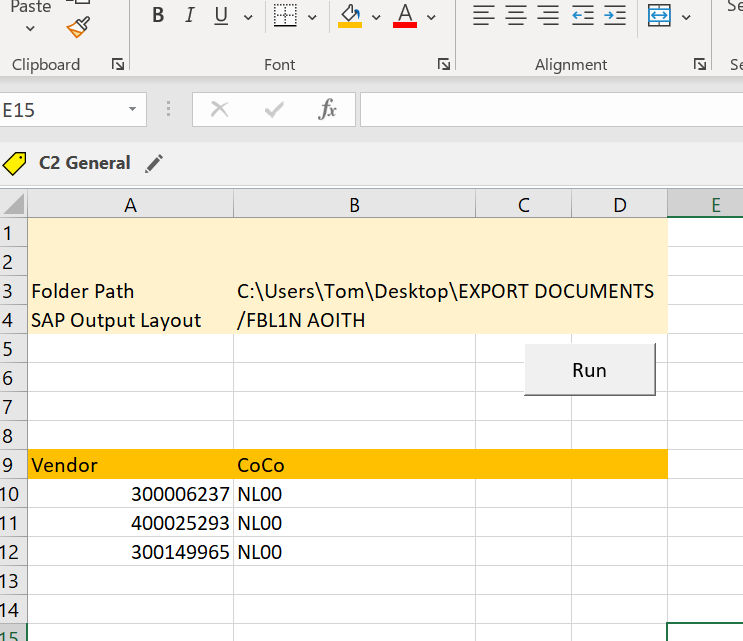 excel with parameters