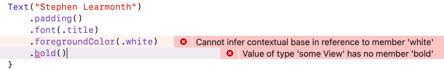 Xcode error message