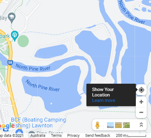 snip of a Google Maps screen highlighting the "Show Your Location" button