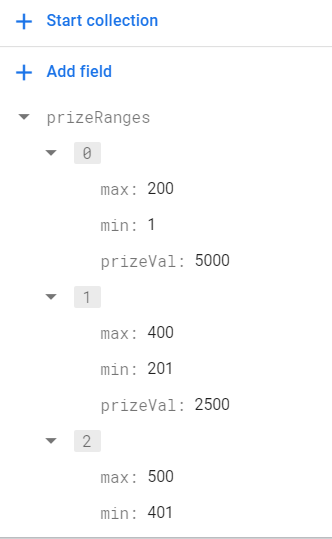 firestore range array of maps