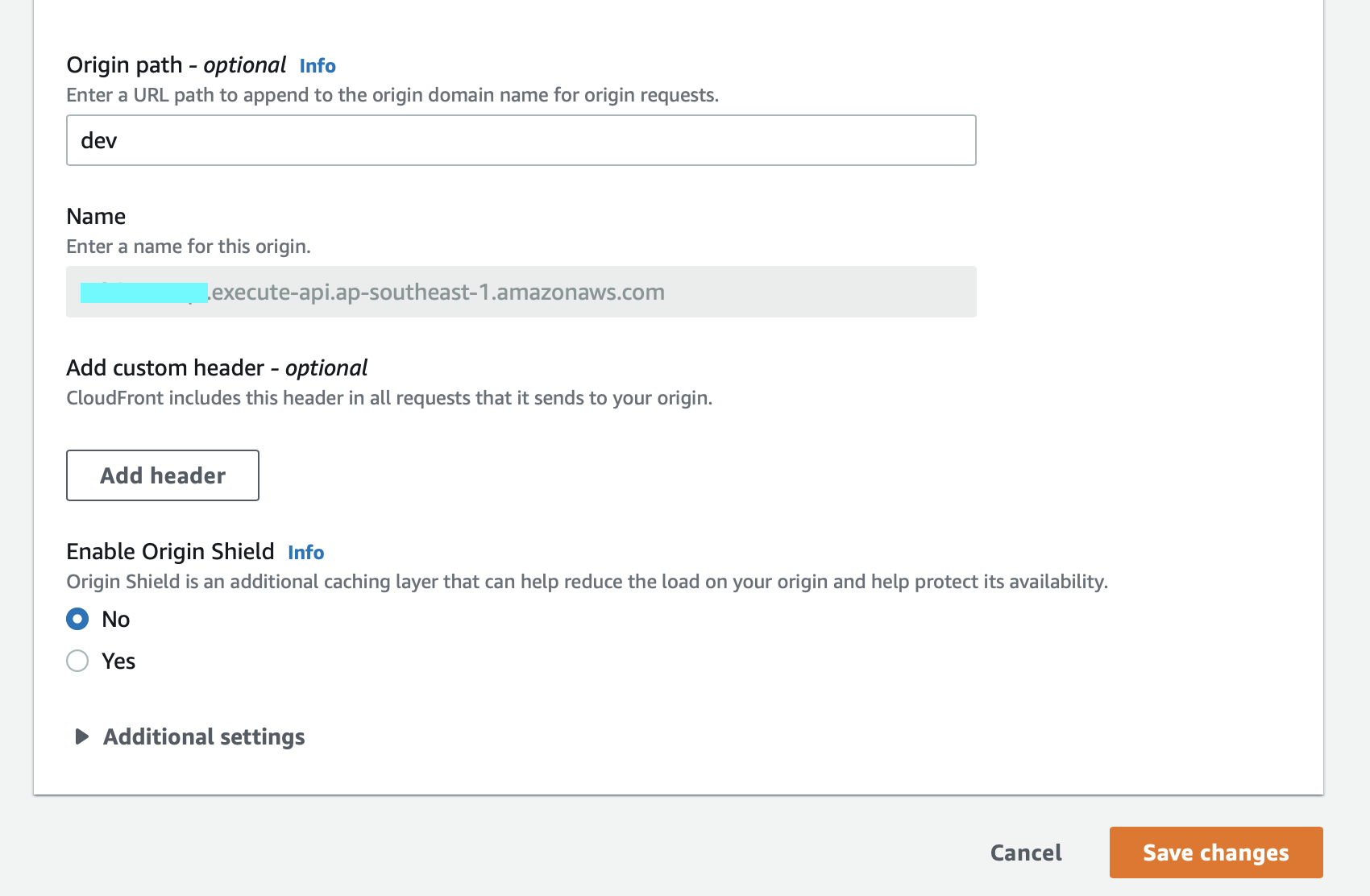 CloudFront Origin Config