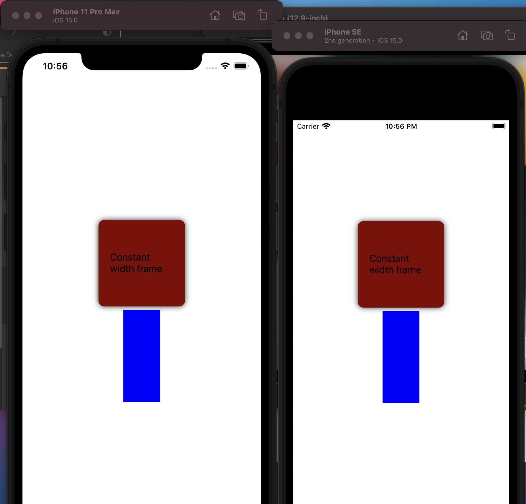 See equal sized boxes in iPhone 11 Pro Max and iPhone SE