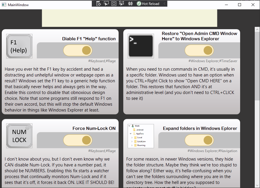 main output with custom controls