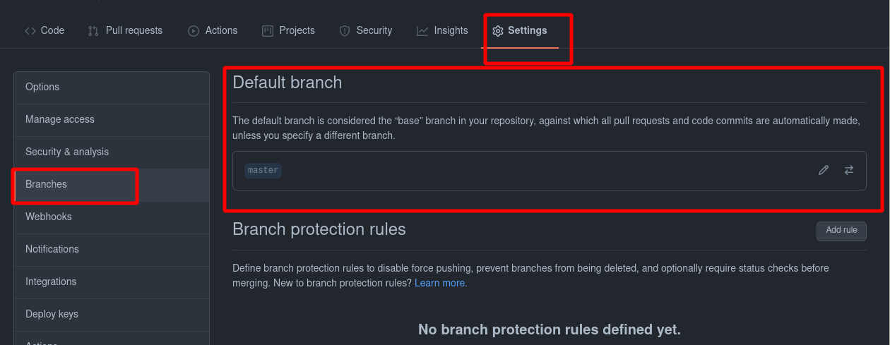 change default branch