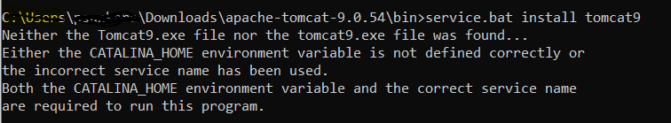 Error while exectng service.bat