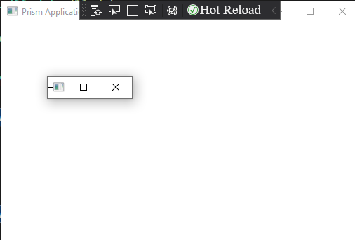 A small dialog window in front of the main window that only shows the title bar with minimum width.