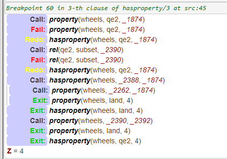 SWISH trace of the questioner's code