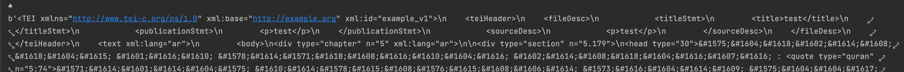 Out put of =etree.tostring(root)