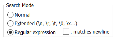 Notepad   search settings