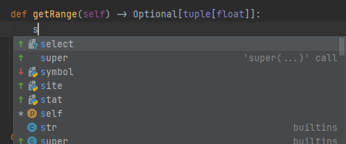 PyCharm code completion