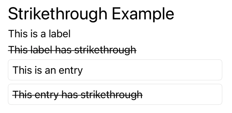 iOS Entry With Strikethrough