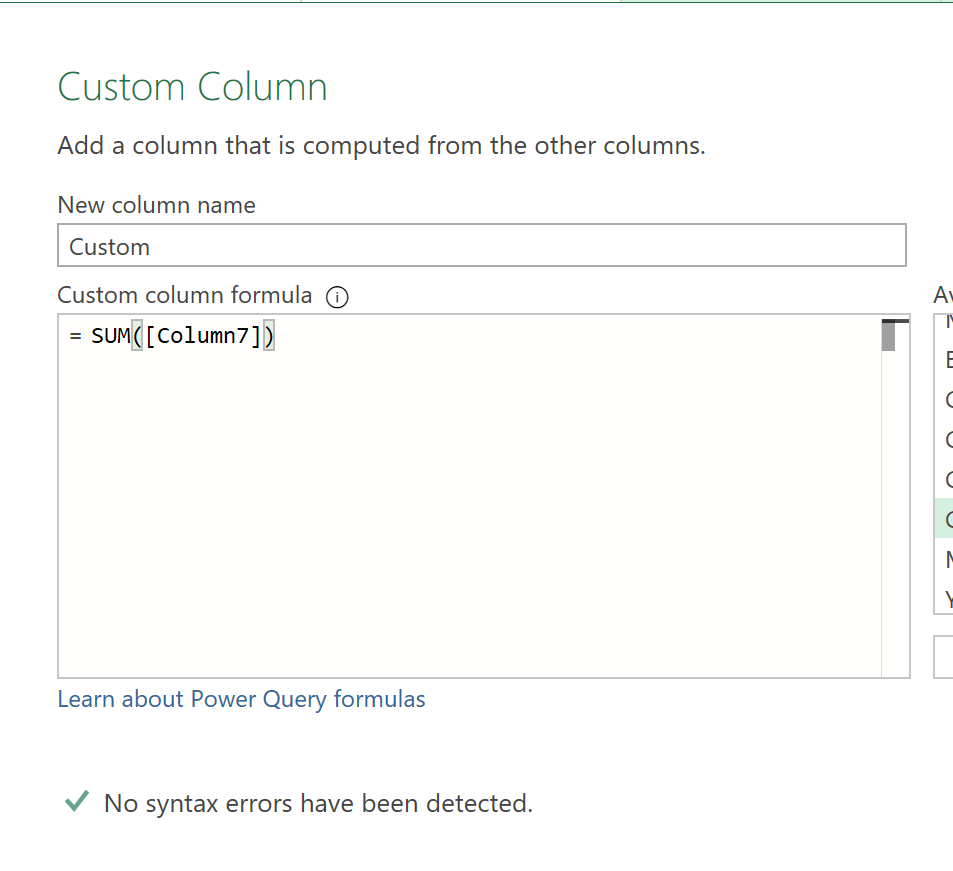 Custom Column