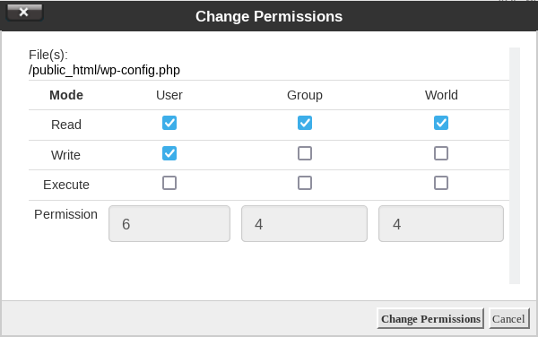 screenshot of permissions configuration