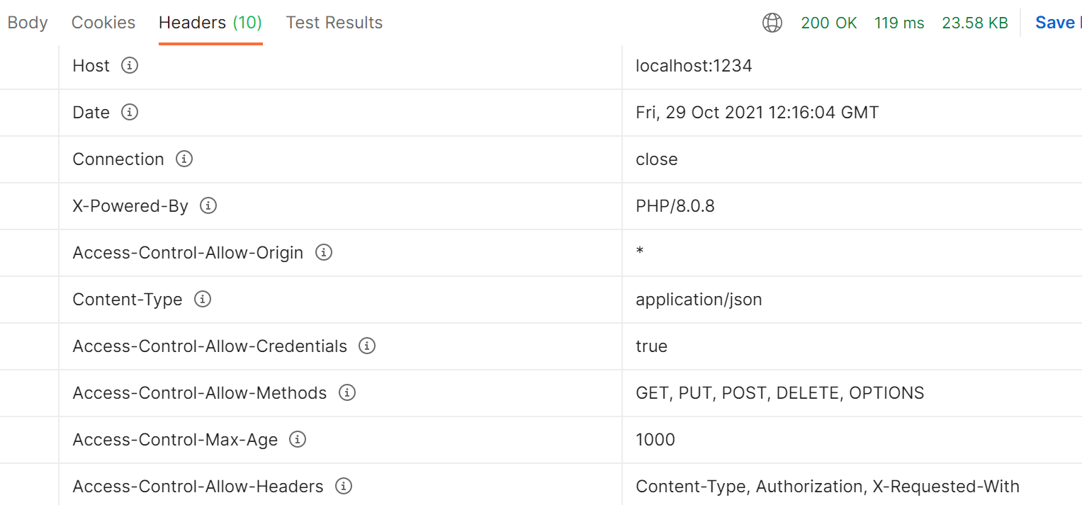 header on postman response