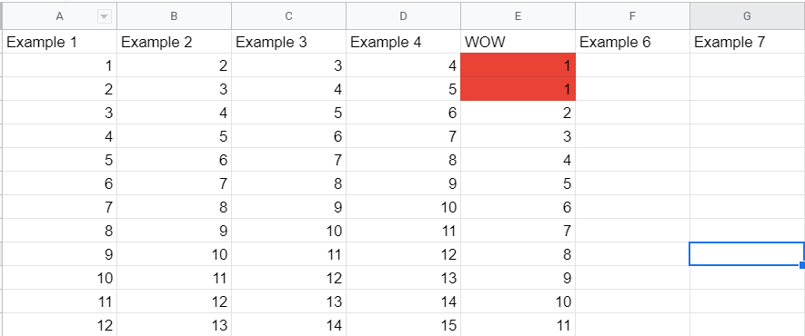 sheet after conditional formatting