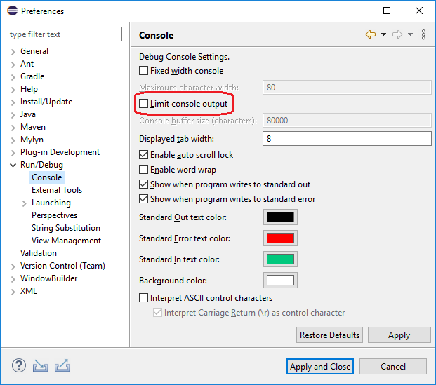 eclipse preferences