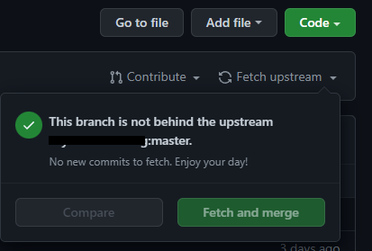 "Fetch upstream" describing information about the "master" branch rather than the one I need