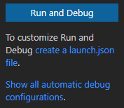 run and debug panel