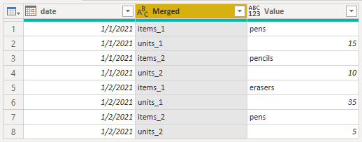 Merge columns