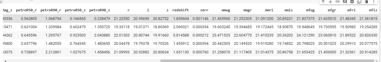 As in Given DataFrame redshift is in middle I want redshift column as the last column of DataFrame