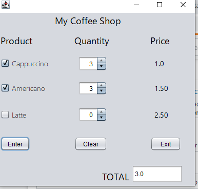 here i unfortunately i can just count only Cappuccino's price