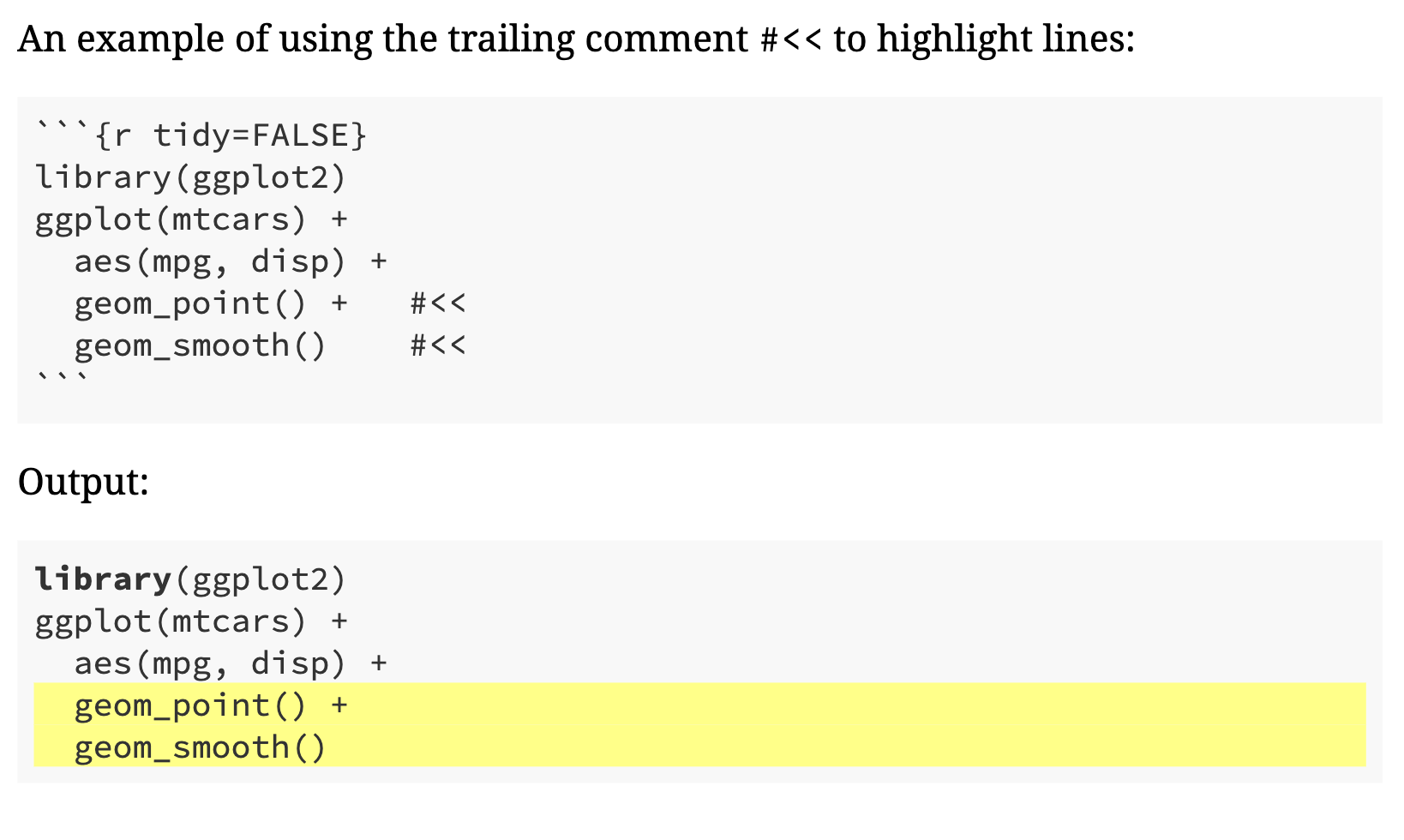 Code chunk with nice gray square