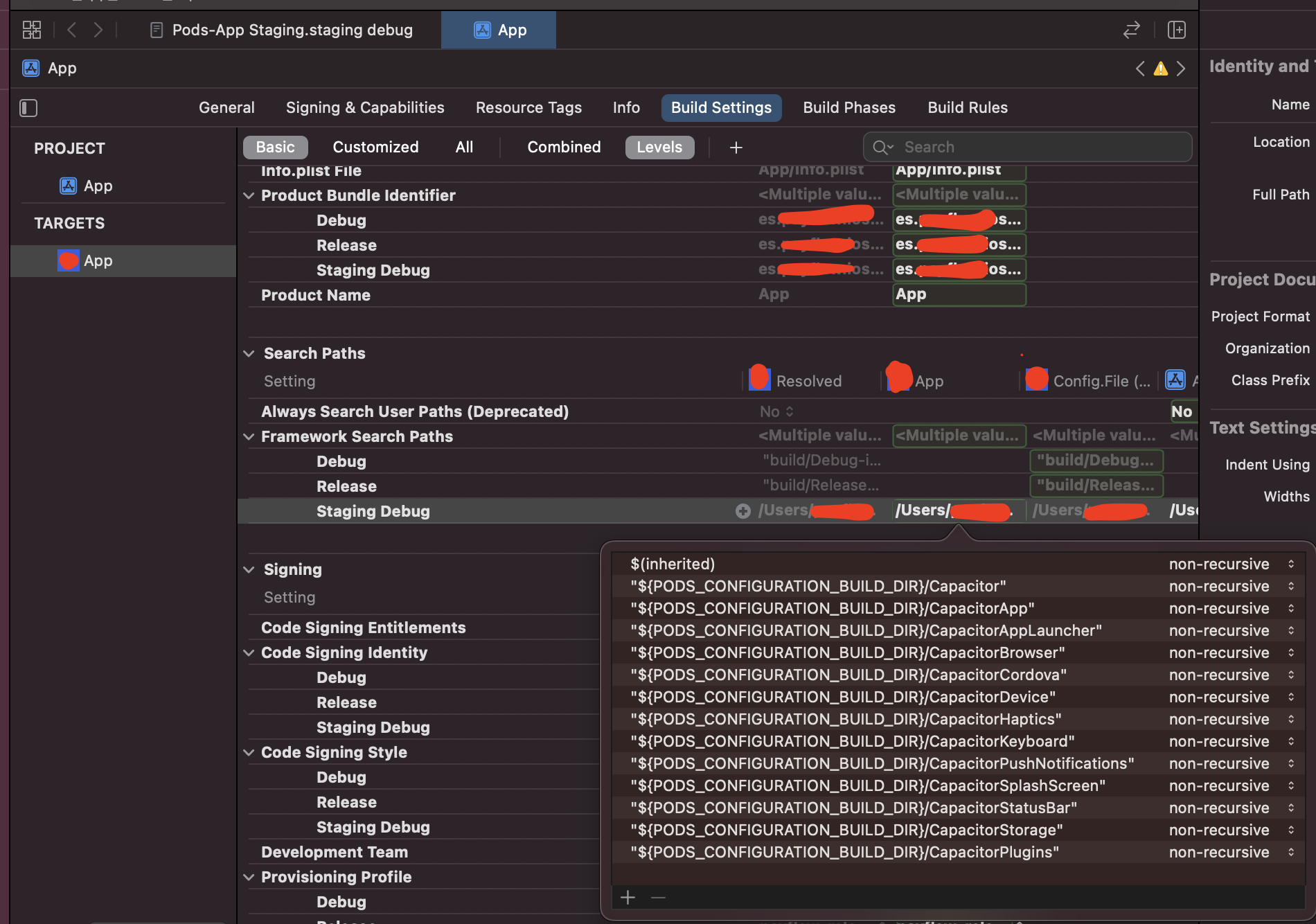 filled framerowks search paths